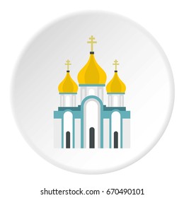 Orthodox church icon in flat circle isolated vector illustration for web