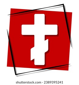 orthodox church red banner in frame. Vector illustration.