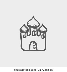 Orthodox church sketch icon for web, mobile and infographics. Hand drawn vector dark grey icon isolated on light grey background.