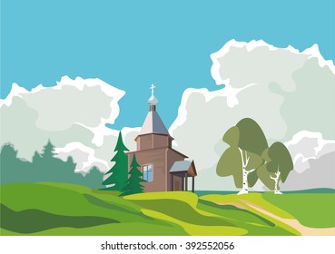 The Orthodox Church summer meadow
