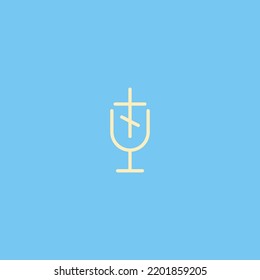 Orthodox cross and chalice on a blue background