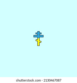 Orthodox cross in the colors of the Ukrainian flag on a light background