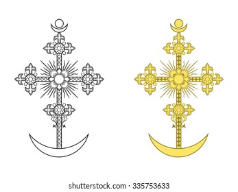 Orthodox cross with a crescent