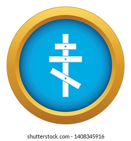 Orthodox cross icon blue vector isolated on white background for any design