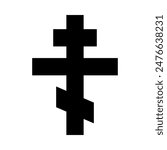 Orthodox cross icon, Christian cross symbol, outline shape