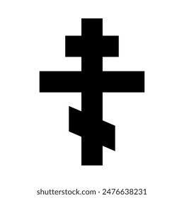 Orthodox cross icon, Christian cross symbol, outline shape