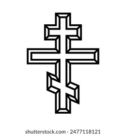 Orthodox cross icon, Christian cross symbol, outline shape