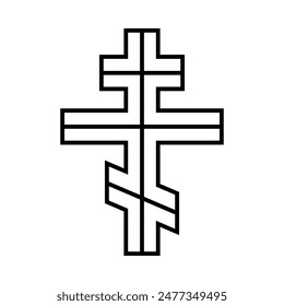 Orthodox cross icon, Christian cross symbol, outline shape