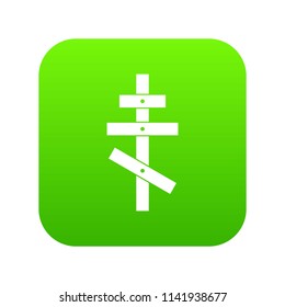 Orthodox cross icon digital green for any design isolated on white vector illustration