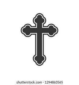 Orthodox cross icon. Flat design. Vector illustration.