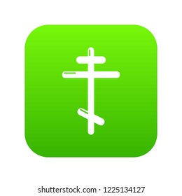 Orthodox cross icon green vector isolated on white background