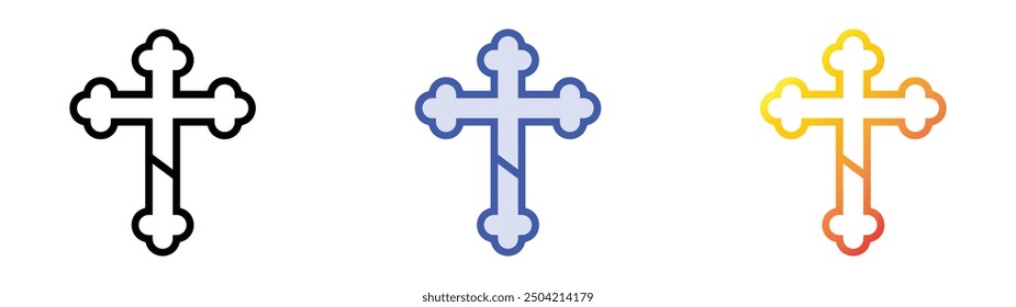 orthodox cross icon. Linear, Blue Fill and Gradient Style Design Isolated On White Background