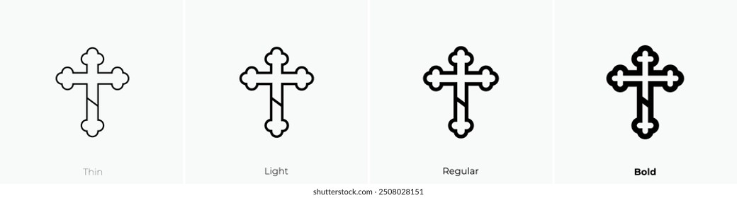 orthodox cross icon. Thin, Light Regular And Bold style design isolated on white background