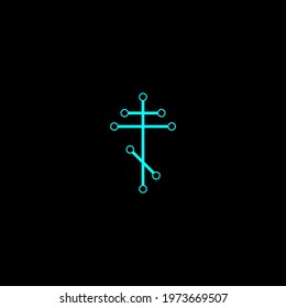 Orthodox cross on black background