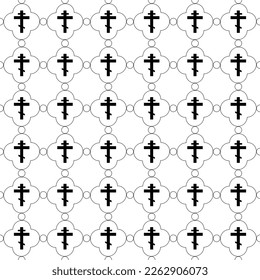 orthodox cross seamless pattern on white backgroud for fabric, wallpaper, packaging, Decorative print. Vintage kitchen background.