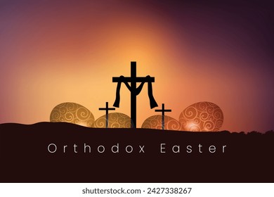 Orthodox Easter. Orthodox Easter Creative Concept vector illustration. Orthodox Good Friday Creative Concept Vector Illustration. Easter Sunday background. 