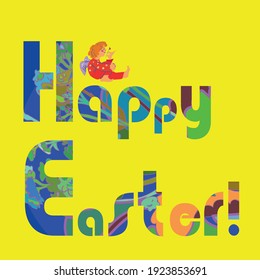 Orthodox Easter text greeting card with an angel
