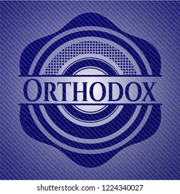 Orthodox emblem with jean background