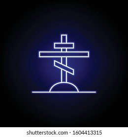 orthodox, grave, death outline blue neon icon. detailed set of death illustrations icons. can be used for web, logo, mobile app, UI, UX