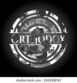 Orthodox grey camo emblem. Vector Illustration. 