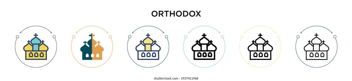 Orthodox icon in filled, thin line, outline and stroke style. Vector illustration of two colored and black orthodox vector icons designs can be used for mobile, ui, web