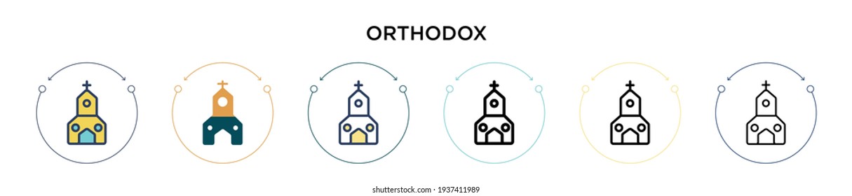 Orthodox icon in filled, thin line, outline and stroke style. Vector illustration of two colored and black orthodox vector icons designs can be used for mobile, ui, web