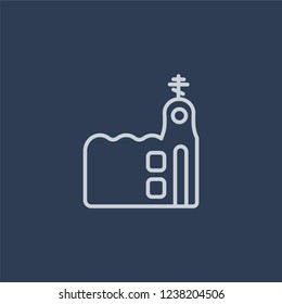 orthodox icon. Trendy flat vector line orthodox icon on dark blue background from Religion collection. 
