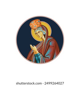 Orthodox illustration of the Blessed Virgin Mary in Byzantine style 