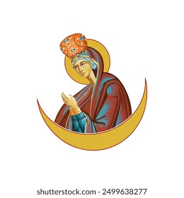 Orthodox illustration of Holy Mary in Byzantine style 