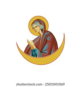 Orthodox illustration of Saint Mary in Byzantine style 