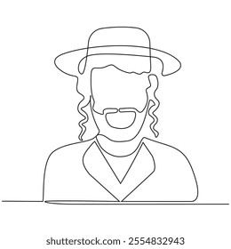 Orthodox Jew in the hat is a continuous line