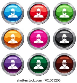 Orthodox jew set icon isolated on white. 9 icon collection vector illustration