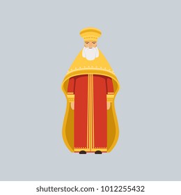 Orthodox Metropolitan in red soutane, representative of religious confession vector Illustration