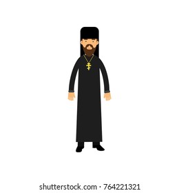 Orthodox priest character, religion representative vector Illustration