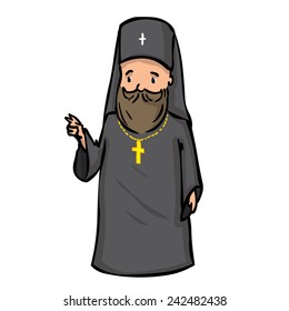 Orthodox priest. Hand drawn cartoon illustration/