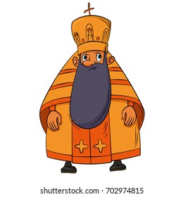 Orthodox priest. Hand drawn vector cartoon illustration