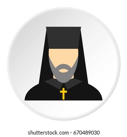 Orthodox priest icon in flat circle isolated vector illustration for web