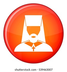 Orthodox priest icon in red circle isolated on white background vector illustration