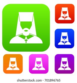 Orthodox priest set icon in different colors isolated vector illustration. Premium collection