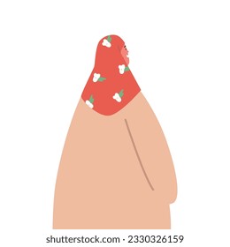 Orthodox Woman Wear Headscarf Covering Head, Rear View, Symbolizing Modesty And Religious Devotion, Vector Illustration