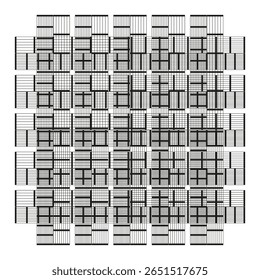 Mosaico de rejilla ortogonal. Distribución de porosidad variable. Vector de celosía geométrica. Teselación de antecedentes de ingeniería.