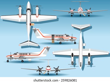 Orthogonal Views of a Landed Airplane. 