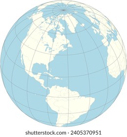 The orthographic projection of the world map with Bermuda at its center. a British Overseas Territory in the North Atlantic Ocean known for its pink-sand beaches