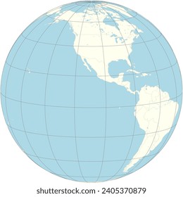 The orthographic projection of the world map with Clipperton Island at its center. a small uninhabited island in the eastern Pacific Ocean, under the direct authority of the French government