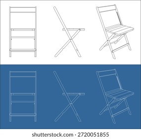 Plan Ortográfico Técnico de Silla Plegable con Vista Frontal y Superior