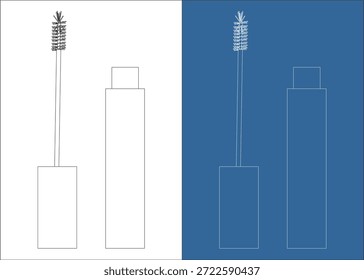 Orthographic Technical Plan of Mascara Packaging with Dimension Lines