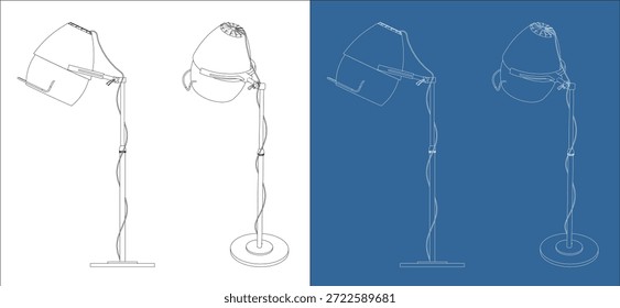 Plano Técnico Ortográfico de Salão Permanente Secador de Cabelo com Dimensões e Multi Visualizações
