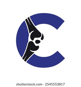 Logotipo ortopédico combinado com modelo de vetor da letra C