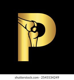 Logotipo ortopédico combinado com modelo de vetor letra P