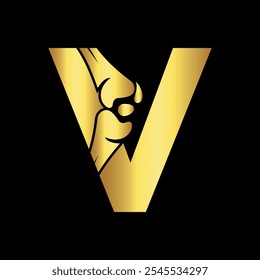 Orthopaedic Logo combine with letter V vector template